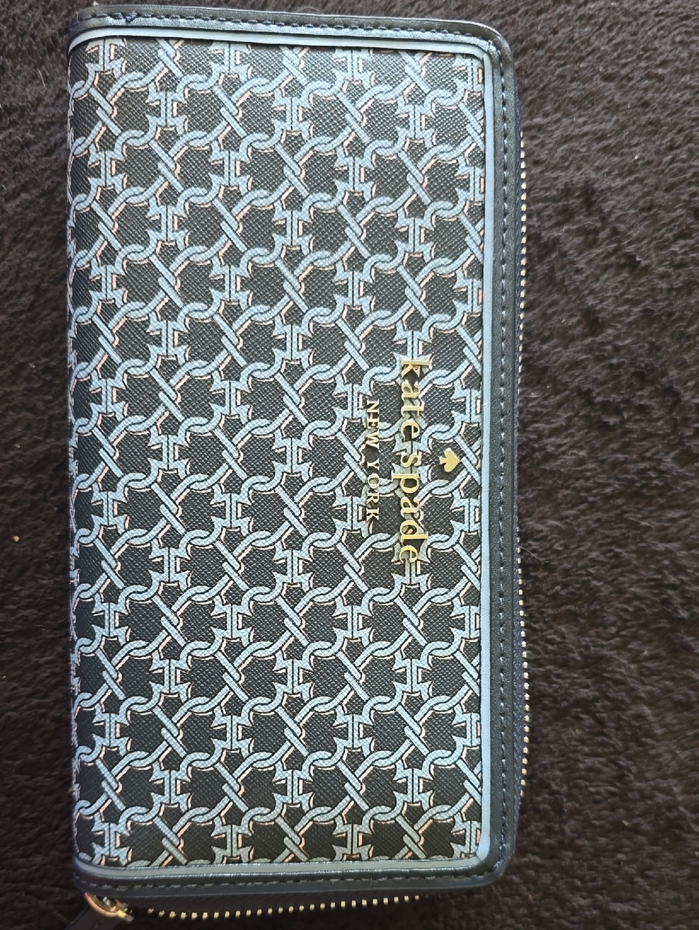 kate spade blue multi large continental wallet tag